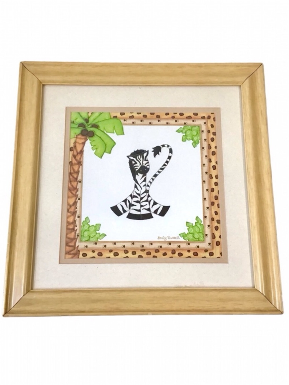 Zebra Print Framed Matted Picture Sandy Russell Child’s Bedroom Nursery Target